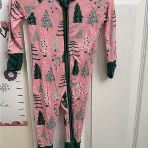 Little Sleepies Pink and Green Tree Pattern Pajama Set